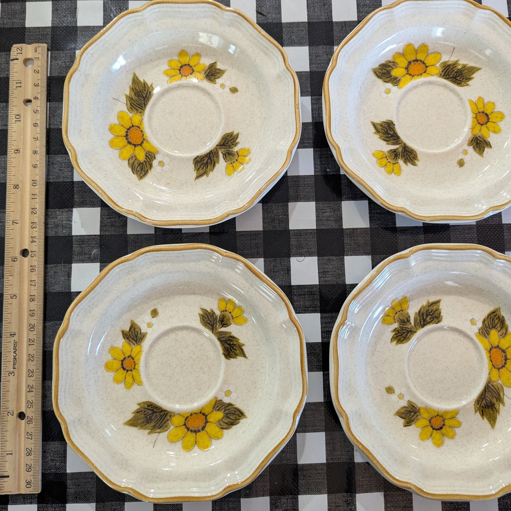 Floral Yellow and Cream Saucer Set
